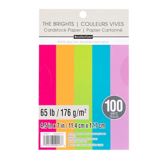 The Brights 4.5" x 7" Cardstock Pack by Recollections™, 100 Sheets